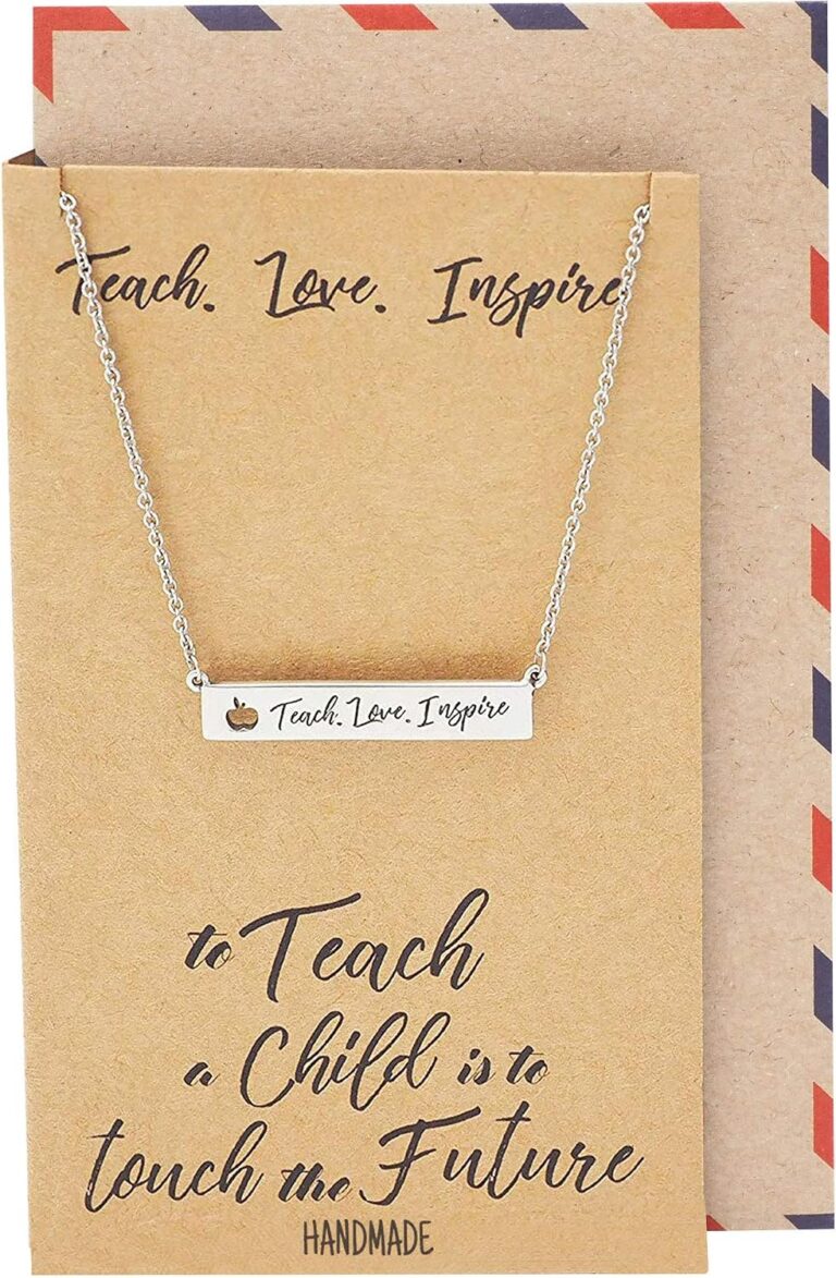 Teach love inspire engraved bar necklace