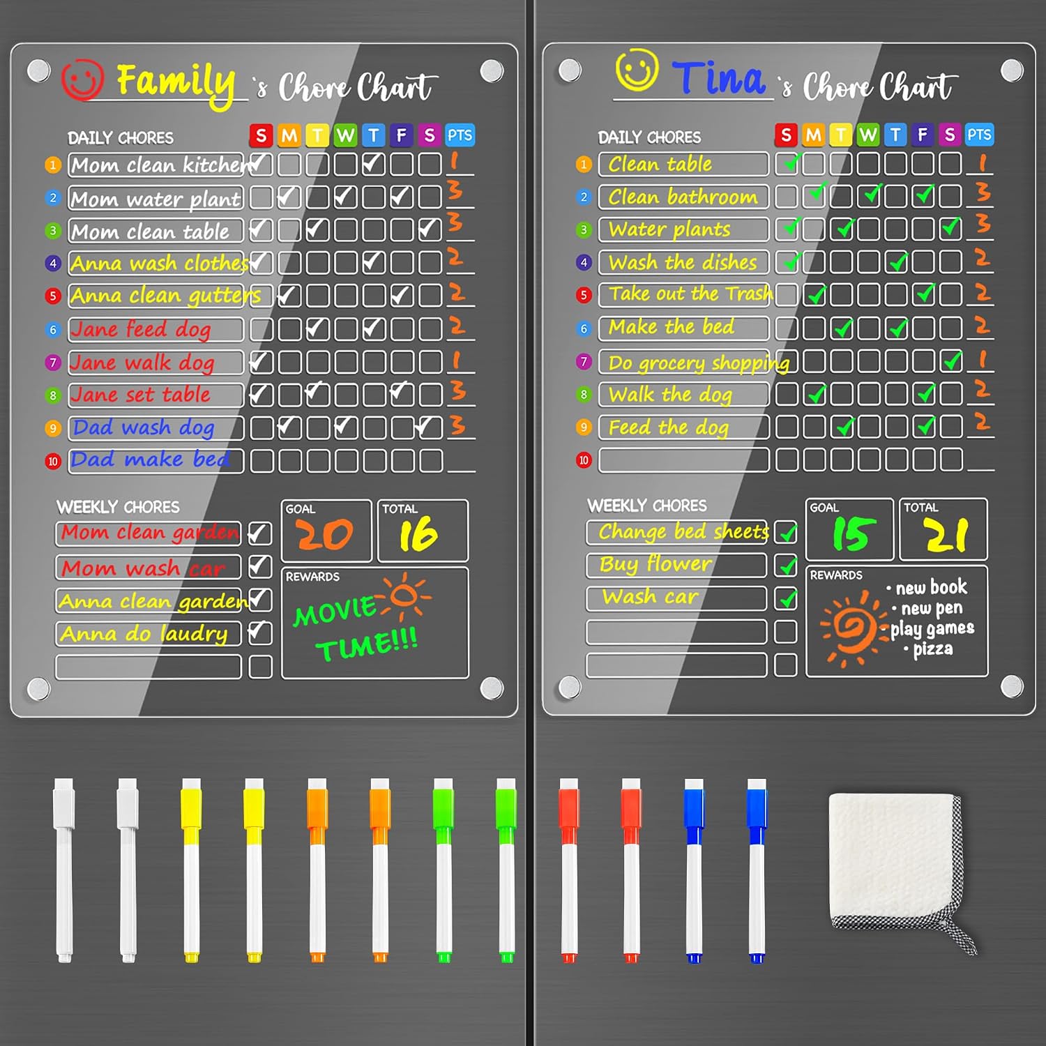 Acrylic magnetic chore chart for kids