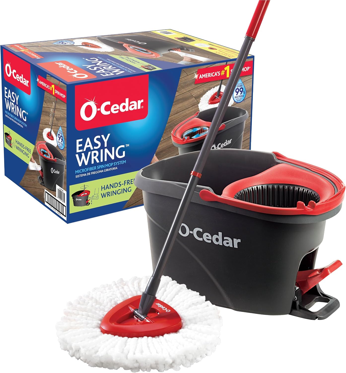O-Cedar EasyWring spin mop and bucket