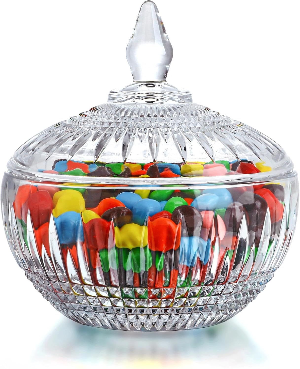 Crystal glass candy dish with lid