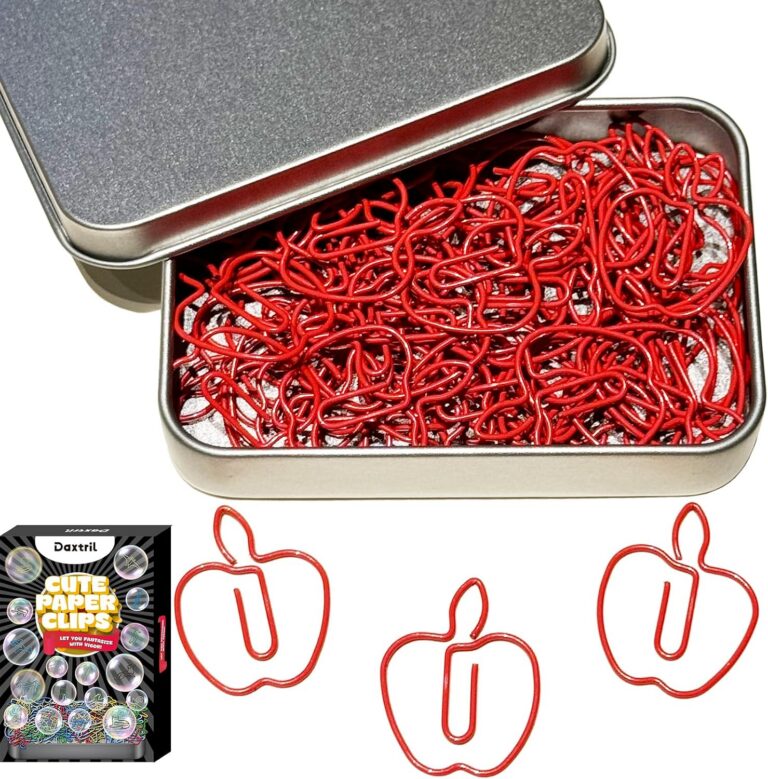 Red apple-shaped paper clips that double as bookmarks