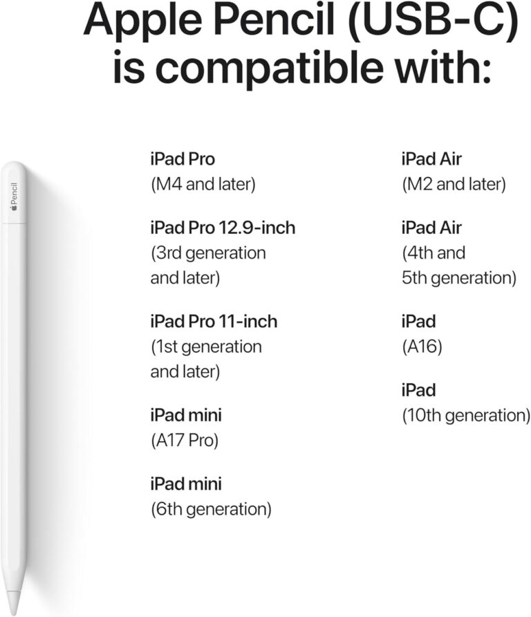 Apple Pencil USB-C shown with an iPad