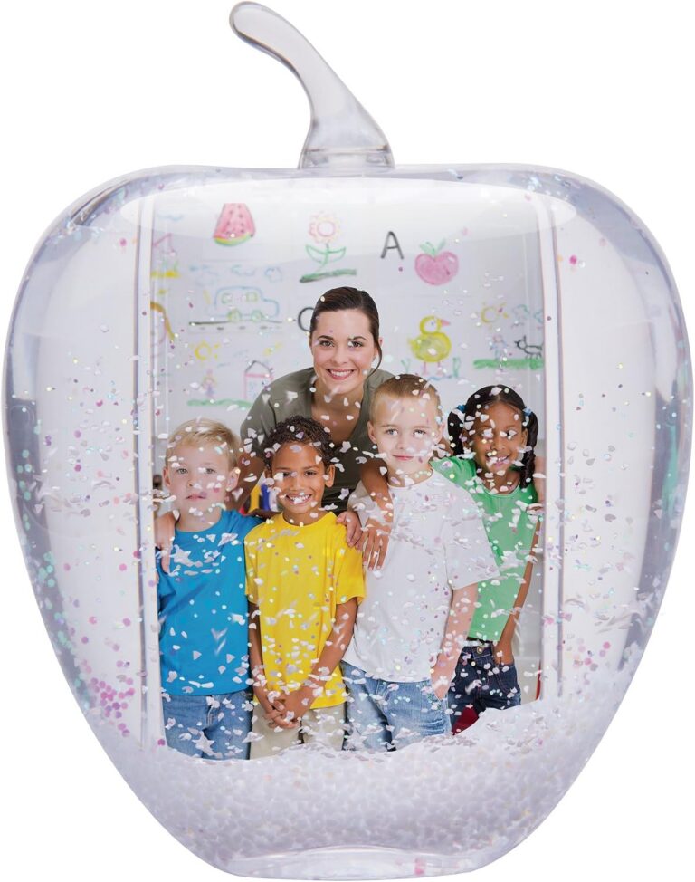 Red apple photo snow globe that holds two photos