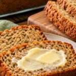 Zucchini bread slices with butter