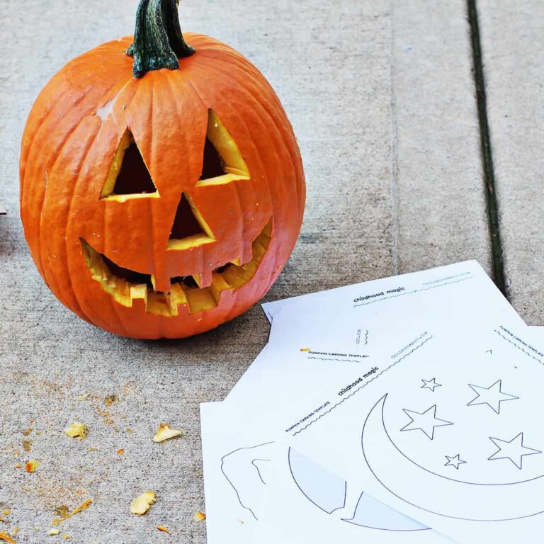 Easy printable pumpkin carving templates with simple jack-o-lantern faces