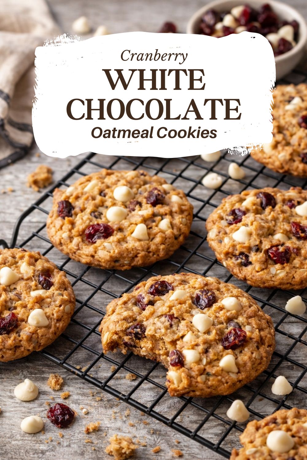 Cranberry White Chocolate Chip Oatmeal Cookies