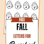 Free Fall Letters for Preschool pin showing the Letter Recognition worksheet with uppercase and lowercase letters on cocoa mugs