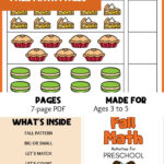Free Fall Math Pages pin: 7-page PDF for ages 3 to 5 with Fall Pattern, Big or Small, Let's Match, Let's Count and Comparing Numbers