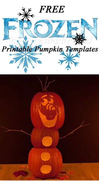 Frozen pumpkin carving stencils with Elsa, Anna, Olaf and Kristoff
