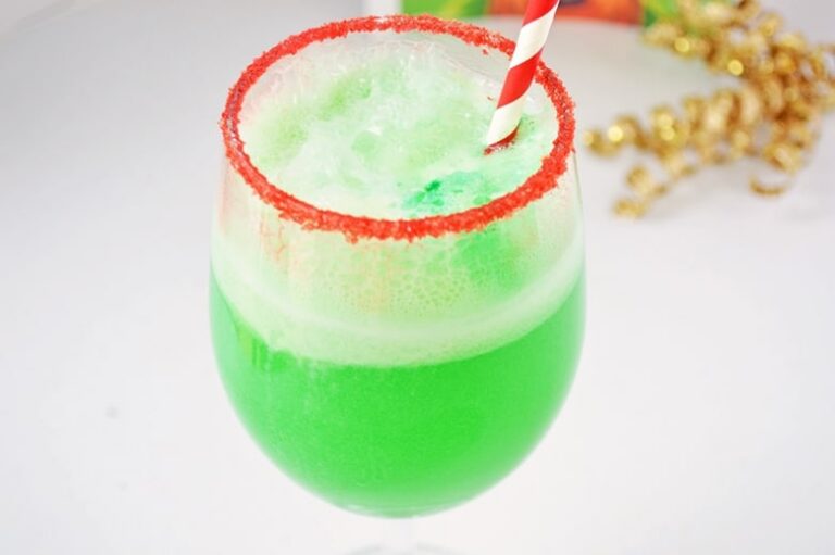 Grinch punch, a green non-alcoholic Christmas punch for kids