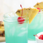 Hawaiian blue mocktail with pineapple