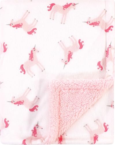 Hudson Baby unicorn plush mink and sherpa blanket