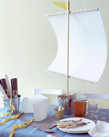 Paper model Mayflower ship centerpiece with burlap sails