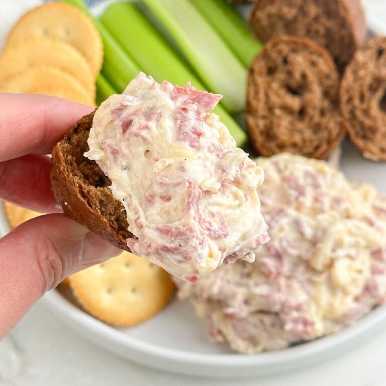 Slow cooker Reuben dip with corned beef, Swiss cheese and sauerkraut