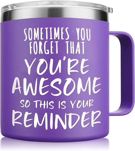 Purple mug that says Sometimes you forget you're awesome