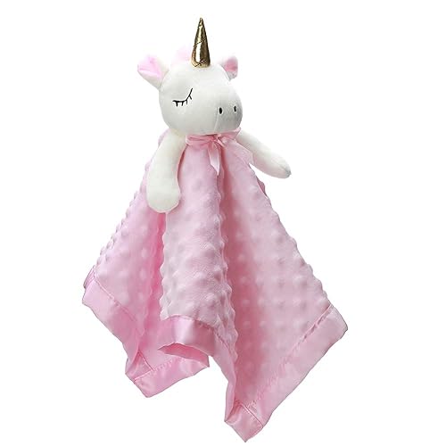 Pink unicorn lovey security blanket for babies