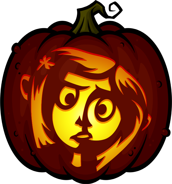 Coraline pumpkin carving pattern preview