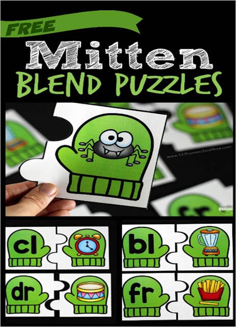 Winter Mittens Initial Blends Puzzles