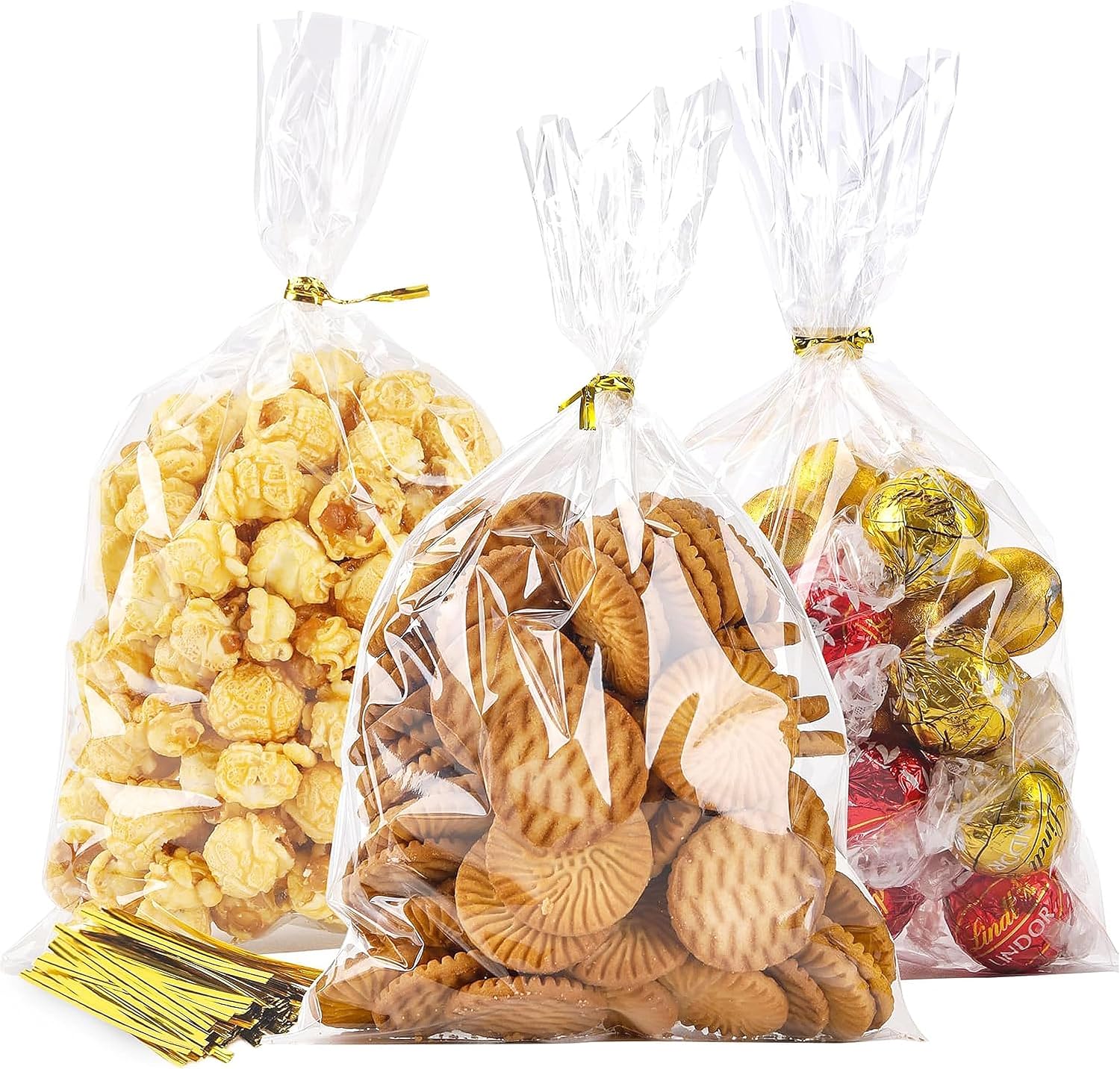 Clear cellophane treat bags with ties