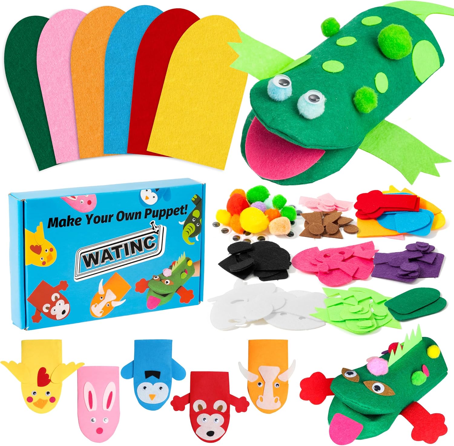 Felt hand puppet making kit for kids