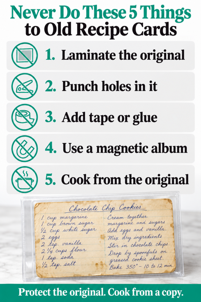Five things never to do to old handwritten recipe cards
