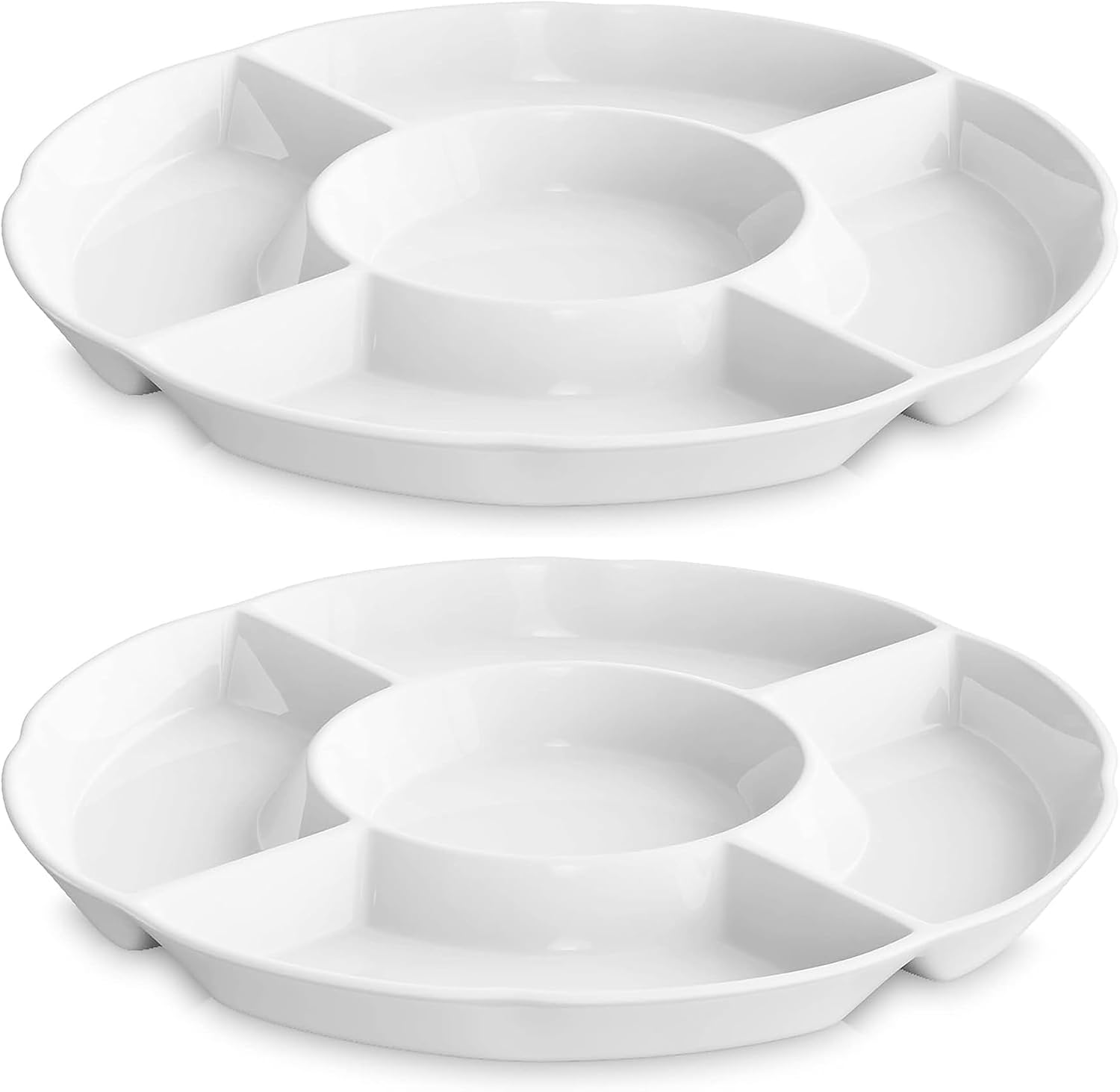 Porcelain chip and dip serving platter set of 2