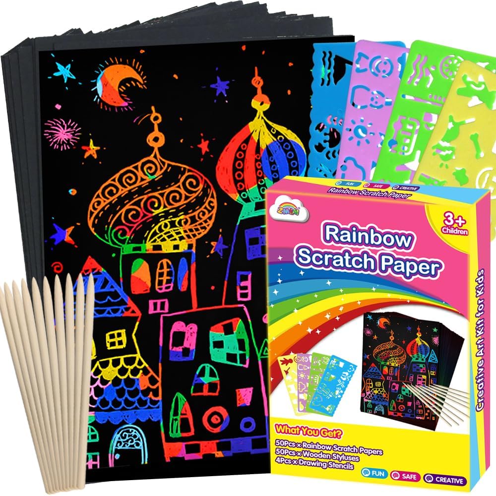 Rainbow scratch paper art set for kids