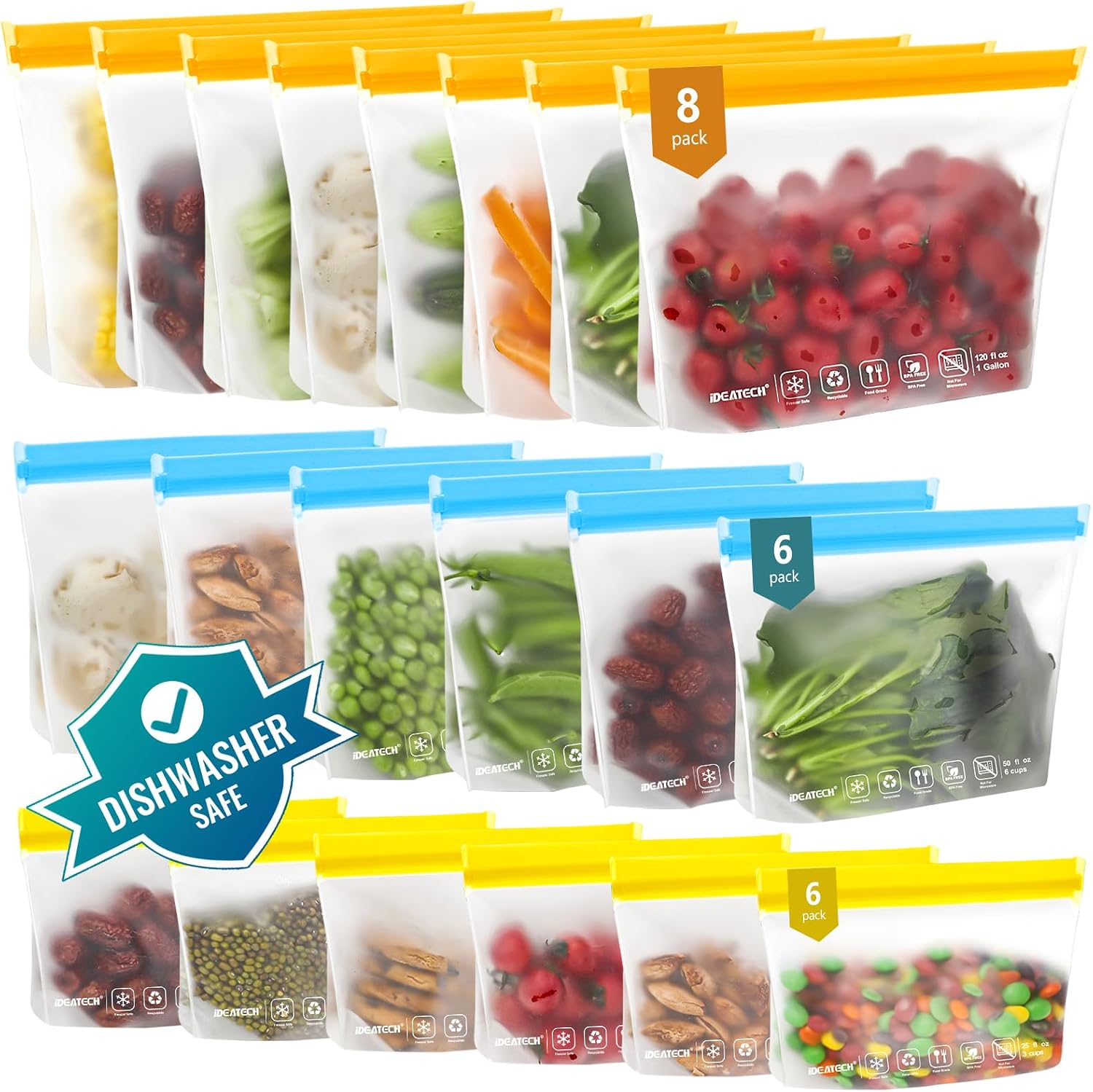 Reusable leakproof storage bags 20 pack