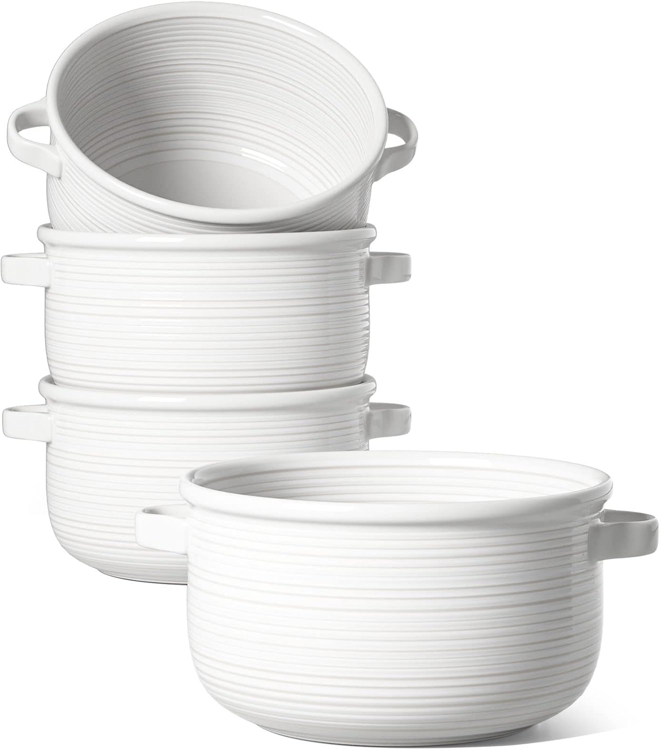 Ceramic soup bowls with handles